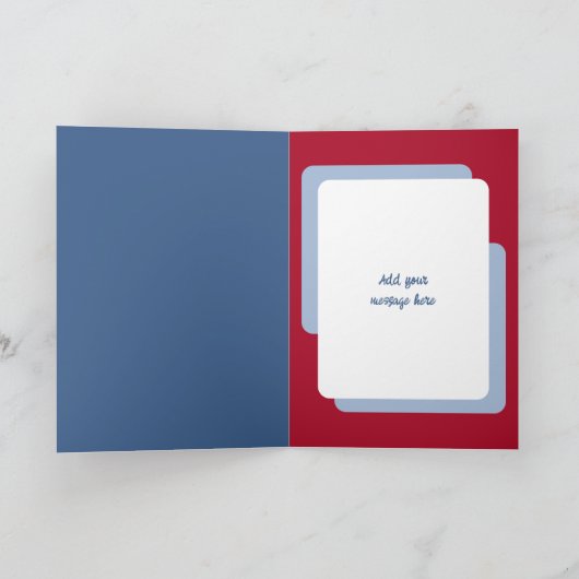 遅れた誕生日の願い写真の青の赤を追加 カード (内部)