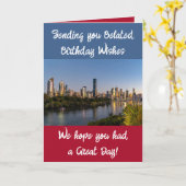 遅れた誕生日の願い写真の青の赤を追加 カード (黄色い花)