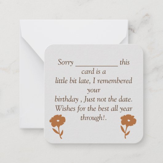 遅れた誕生日の願い ノートカード (裏面)