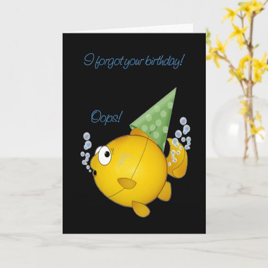 遅れた誕生日の魚 カード (黄色い花)