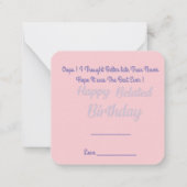 遅れた誕生日ウィッシュのノートカード ノートカード (裏面)