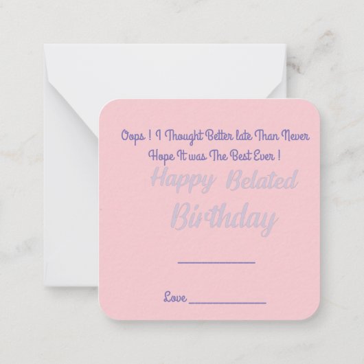 遅れた誕生日ウィッシュのノートカード ノートカード (裏面)