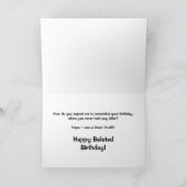 遅れた誕生日カード – いいえ、そう言わない カード (内部)