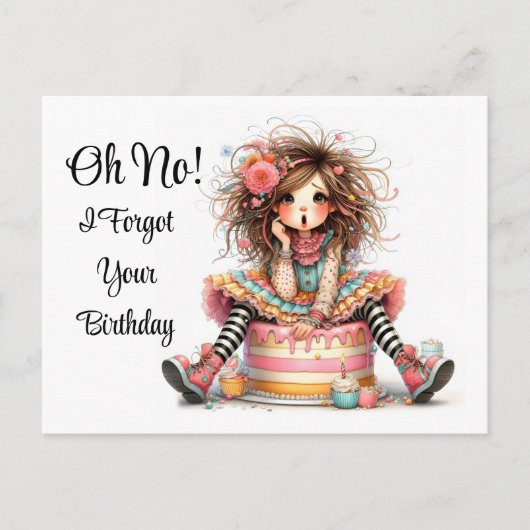 遅れた誕生日ポストカード ポストカード (正面)