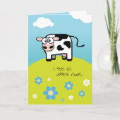 遅れた誕生日感じ優しく愚か – 牛をテーマにした カード (正面)