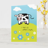 遅れた誕生日感じ優しく愚か – 牛をテーマにした カード (黄色い花)