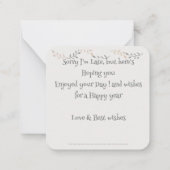 遅れた誕生日願い ノートカード (裏面)