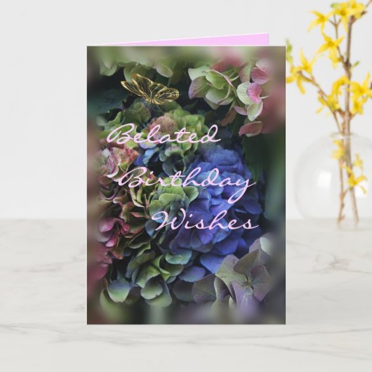 遅れた誕生日-アジサイ 5409-カスタマイズ カード (黄色い花)