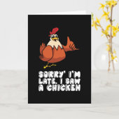 遅れてごめんなさいチキン見た カード (黄色い花)