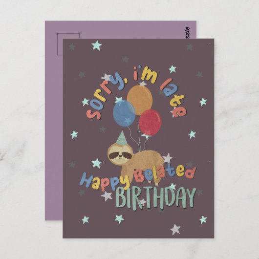 遅れてごめん。お誕生日おめでとう ポストカード (正面/裏面)