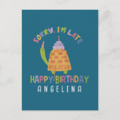 遅れてごめん。お誕生日おめでとう ポストカード (正面)