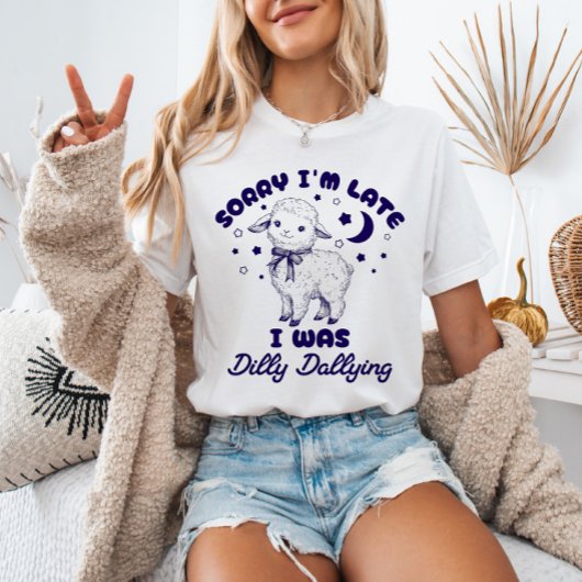 遅れてごめん ダラダラしてたの Funny Sheep Tシャツ
