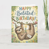 遅れてしまったお誕生日おめでとう ナマケモノ カード (正面)