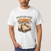 遅れてすみません - 猫が私の上に座ってました  笑  Tシャツ (正面)