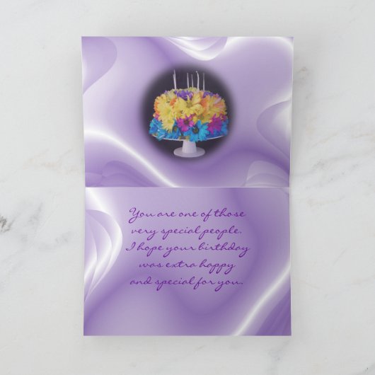 遅れてデイジーのお誕生日ケーキカードはそれを個人化します カード (内部)