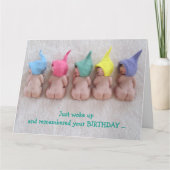 遅れて誕生日: ちょうど、粘土のベビー、ユーモア目覚めました カード (正面)