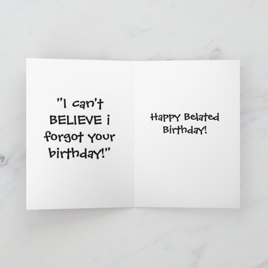 遅れて誕生日 カード (内部)