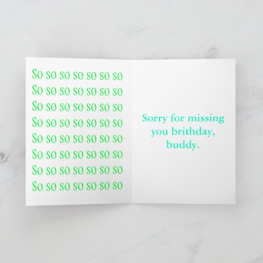 遅れて誕生日 カード (内部)