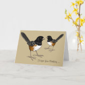 遅れて誕生日、鳥の頭脳、鳥の引くこと カード (黄色い花)