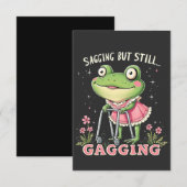 遅れるが、まだ母親のおもしろい日のカエル サンキューカード (正面/裏面)