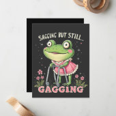 遅れるが、まだ母親のおもしろい日のカエル ノートカード (正面/裏面インサイチュ)