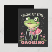 遅れるが、まだ母親のおもしろい日のカエル ノートカード (正面/裏面)