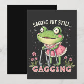 遅れるが、まだ母親のおもしろい日のカエル 招待状 (正面/裏面)