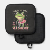 遅れるが、まだ母親のおもしろい日のカエル 鍋敷き (正面/裏面)