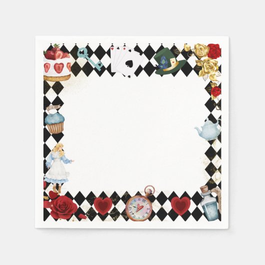 「遅れるな」 不思議の国のアリス 1歳の誕生日 スタンダードカクテルナプキン (正面)