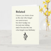 遅れをとっおもしろいたハッピーアニバーサリーの詩を遅らせる カード (黄色い花)