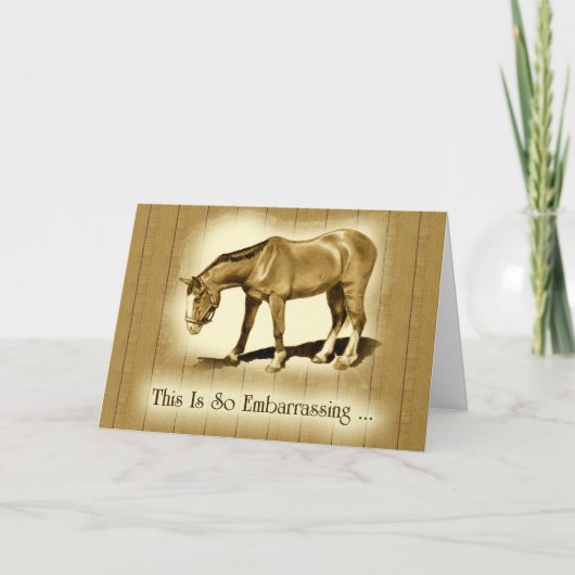 遅れ感謝していた：恥ずかしい、ドローピー馬 サンキューカード (正面)