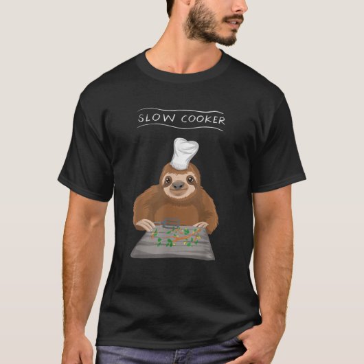 遅クールい調理器おもしろい料理スロートシェフ Tシャツ (正面)