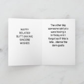 "遅ユーモアのあるれ"誕生日お尻なし! カード (内部)