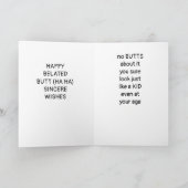 "遅ユーモアのあるれ"誕生日お尻なし!車 カード (内部)