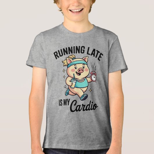 遅刻するのが私の有酸素運動だ トライブレンドＴシャツ (正面)