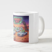 遅刻の予感 – おもしろエイリアンUFO待ち合わせSFカー ジャンボコーヒーマグカップ (正面右)