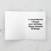 遅延おもしろい誕生日グリーティングカード カード (内部)