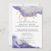 遅延ベビーシャワーアメジスト水彩ダイオード 招待状 (正面)