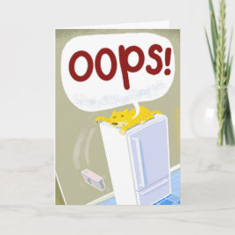 遅延誕生日カード。猫が何かを突き倒す カード