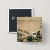 「遅延」、c.1900 (キャンバスの油) 缶バッジ (正面&裏面)