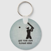 遊のクリケット – こうもりとボール – テキストを追加 キーホルダー (正面)