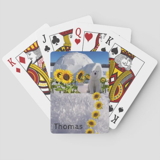 遊のトランプシロクマひまわり花 トランプ (裏面)