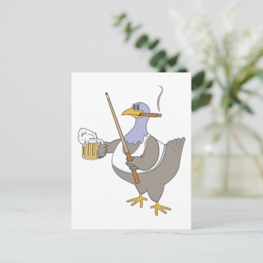 遊のプールシャークおもしろいチキン ポストカード (スタンド正面)