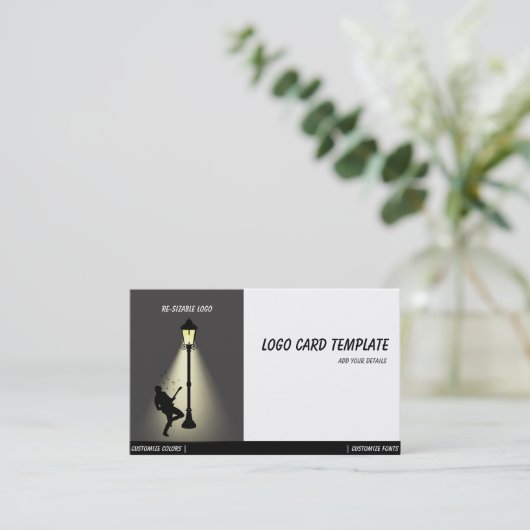 遊の音楽ギターミュージシャンロゴ 名刺 (スタンド正面)