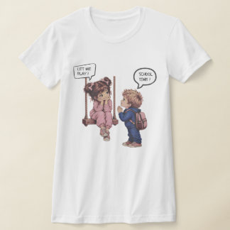 遊ばせて!学校の時間 - かわいい子供たちの新学期 Tシャツ