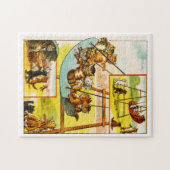 遊びおもしろい場でゴロゴロするヴィンテージ猫 ジグソーパズル (横)