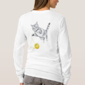 遊びに興じるトラ猫の鉛筆画 Tシャツ (裏面)