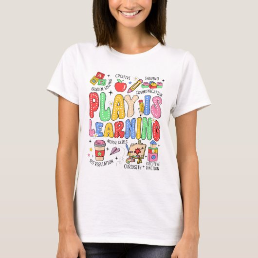 遊びは学び先生キッズのバックトゥスクール初日 Tシャツ (正面)