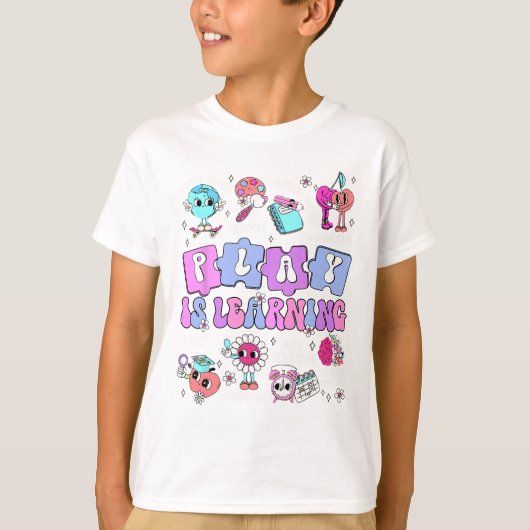 遊びは学び先生初登校日バック Tシャツ (正面)