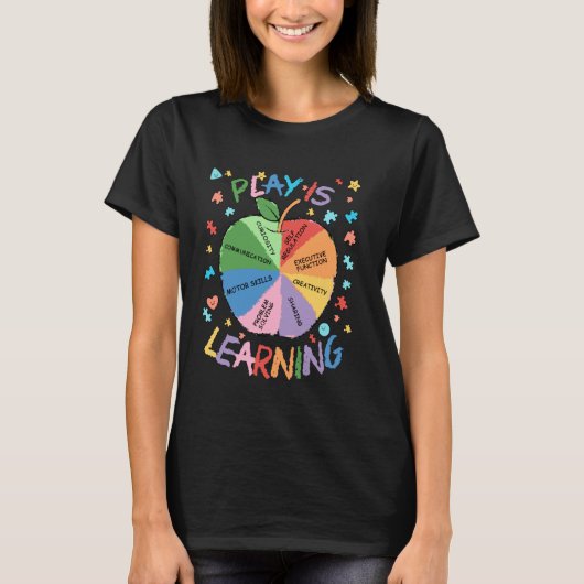 遊びは学び 特別支援教育教師 自閉症 Tシャツ (正面)